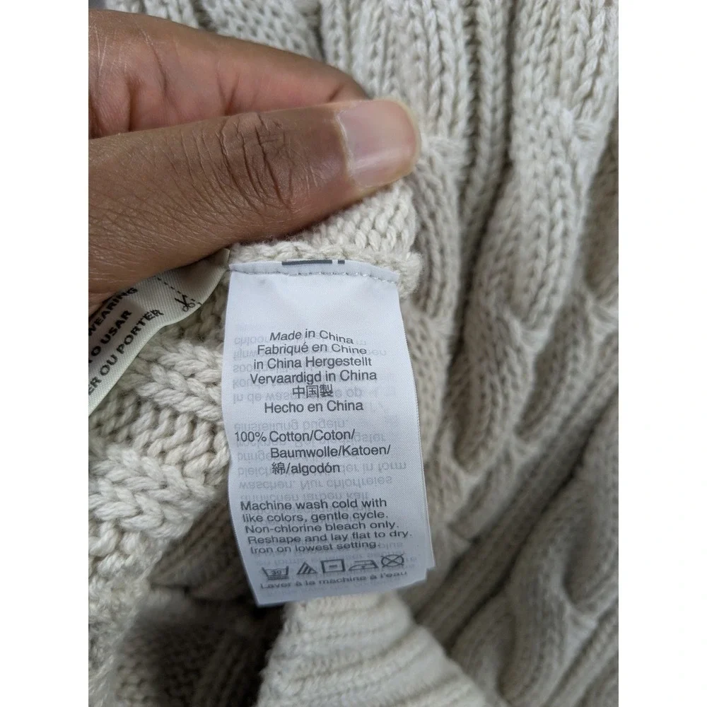 NWT J. Crew‎ Always Cable Knit Crewneck Sweater Classic Fit Beige XL